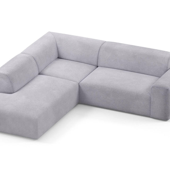 NADUVI Collection Nina Big Hoekbank Links - Ribstof - Lichtgrijs