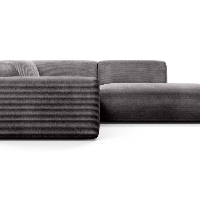 NADUVI Collection Nina Big Hoekbank Rechts - Ribstof - Grijs