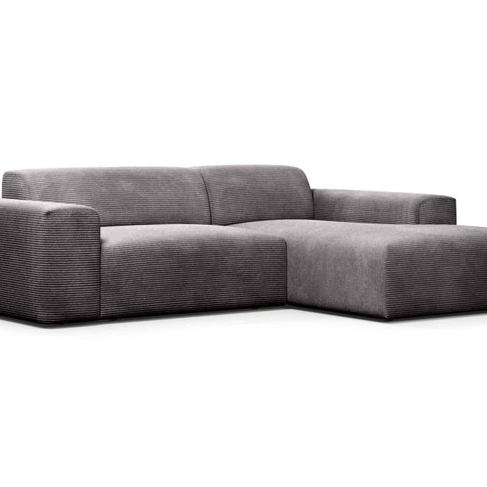 NADUVI Collection Nina Hoekbank Rechts - Ribstof - Donkergrijs