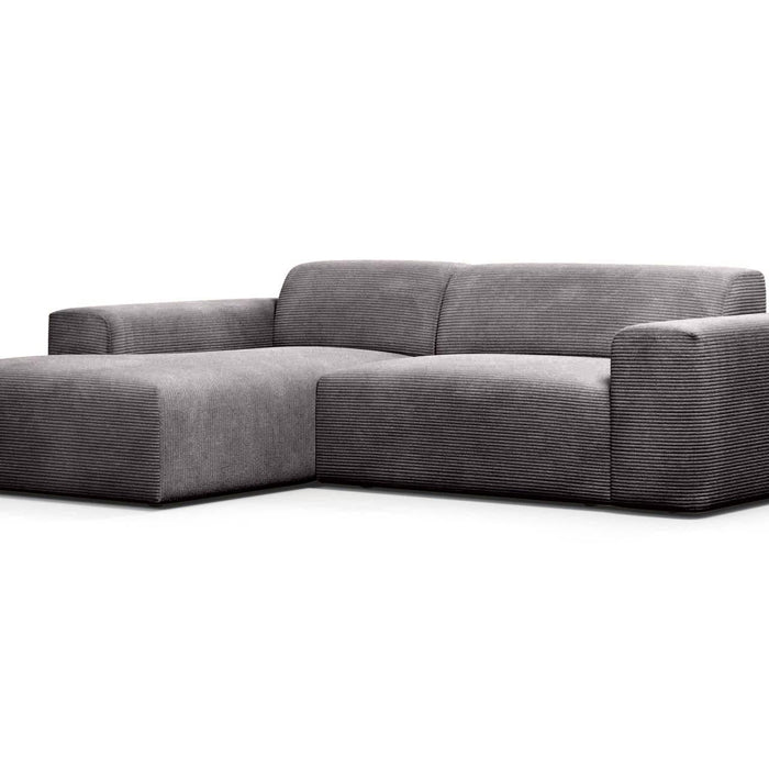 NADUVI Collection Nina Hoekbank Links - Ribstof - Donkergrijs