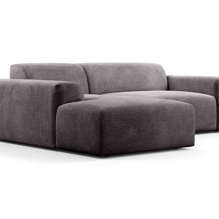 NADUVI Collection Nina Hoekbank Links - Ribstof - Donkergrijs