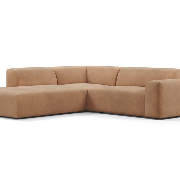 NADUVI Collection Nina Big Hoekbank Links - Velvet - Camel bruin