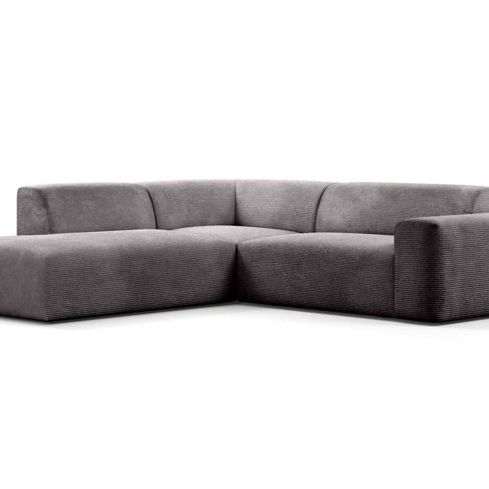 NADUVI Collection Nina Big Hoekbank Links - Ribstof - Grijs