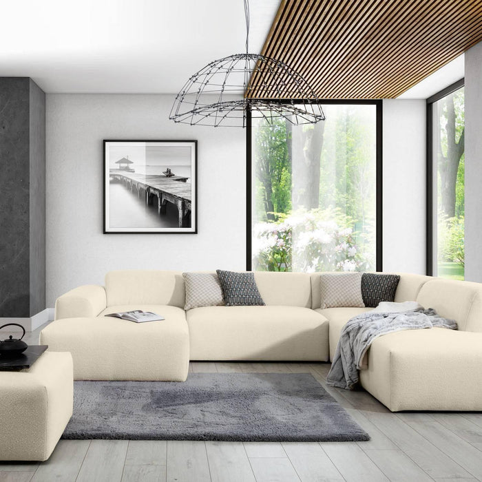 NADUVI Collection Nina U-bank Rechts - Ribstof - Crème