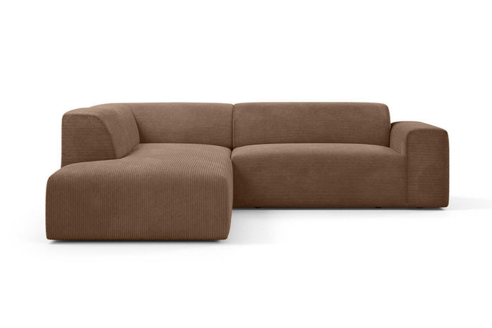 NADUVI Collection Nina Big Hoekbank Links - Ribstof - Hazelnootbruin