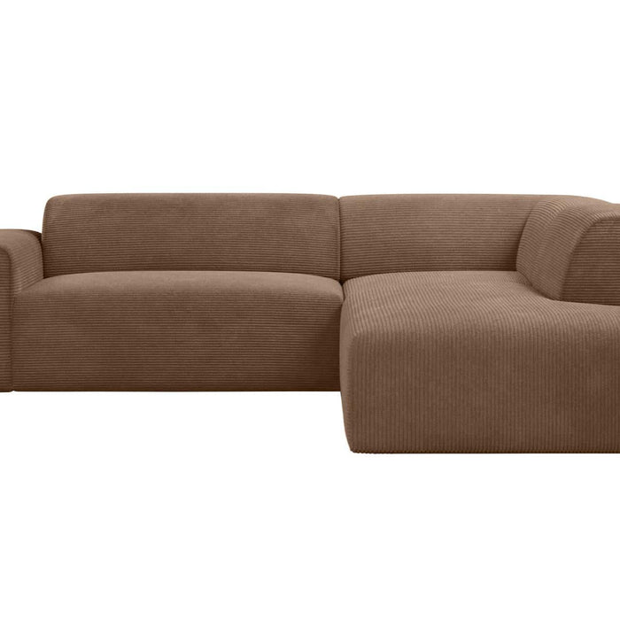 NADUVI Collection Nina Big Hoekbank Rechts - Ribstof - Hazelnootbruin