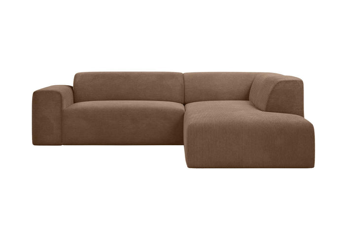 NADUVI Collection Nina Big Hoekbank Rechts - Ribstof - Hazelnootbruin