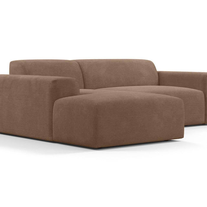 NADUVI Collection Nina Hoekbank Links - Ribstof - Hazelnootbruin
