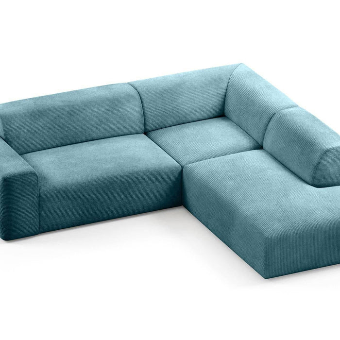 NADUVI Collection Nina Big Hoekbank Rechts - Ribstof - Turquoise