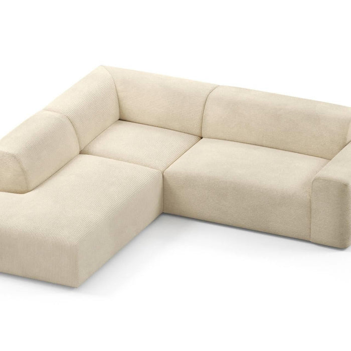 NADUVI Collection Nina Big Hoekbank Links - Ribstof - Crème