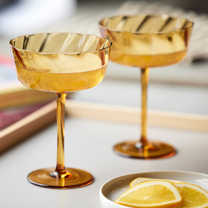 Lyngby Vienna Champagneglazen  4st. - Amber