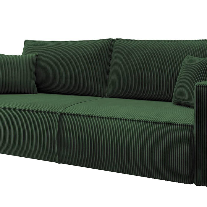 NADUVI Collection Galine 3-zitsbank met Slaapfunctie - Ribstof - Donkergroen