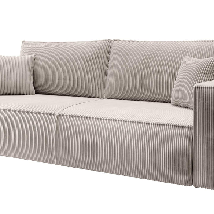 NADUVI Collection Galine 3-zitsbank met Slaapfunctie - Ribstof - Crème