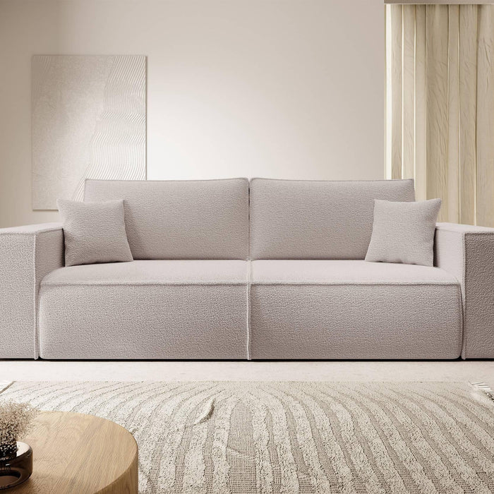 NADUVI Collection Galine 3-zitsbank met Slaapfunctie - Boucle - Crème