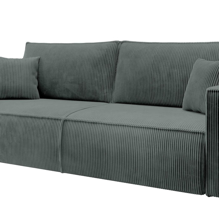 NADUVI Collection Galine 3-zitsbank met Slaapfunctie - Ribstof - Donkergrijs