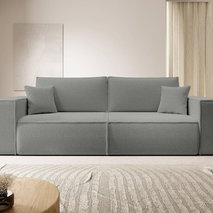 NADUVI Collection Galine 3-zitsbank met Slaapfunctie - Bouclé - Grijs