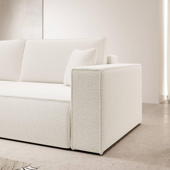 NADUVI Collection Galine 3-zitsbank met Slaapfunctie - Bouclé - Wit