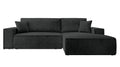 NADUVI Collection Galine Hoekbank met Chaise Longue Rechts met Slaapfunctie - Ribstof - Zwart