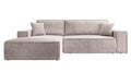 NADUVI Collection Galine Hoekbank met Chaise Longue Links met Slaapfunctie - Ribstof - Crème