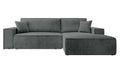 NADUVI Collection Galine Hoekbank met Chaise Longue Rechts met Slaapfunctie - Ribstof - Donkergrijs