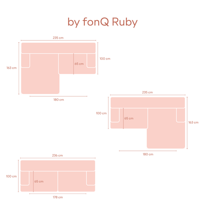 by fonQ Ruby Hoekbank met Chaise Longue Rechts - Terra
