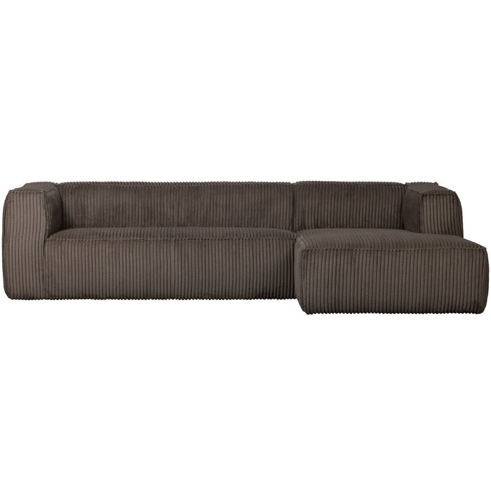 WOOOD Bean Hoekbank met Chaise Longue Rechts - Ribstof - Mud
