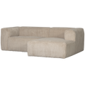 WOOOD Bean Hoekbank met Chaise Longue Rechts - Ribstof - Travertin