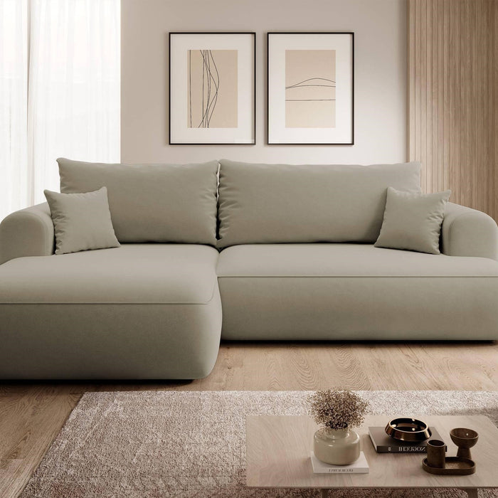 NADUVI Collection Philipa Hoekbank Links met Slaapfunctie - Velvet - Beige