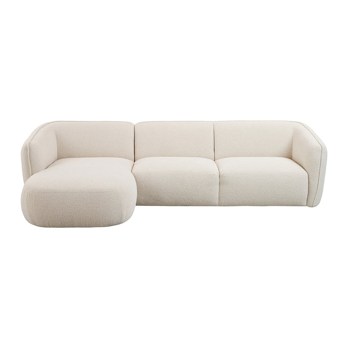 by fonQ Soft Hoekbank met Chaise Longue Links - Bouclé - Crème