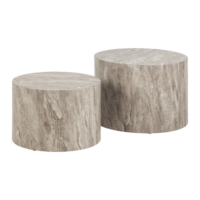 by fonQ Dice Bijzettafel Set van 2 - Rond - Grijs