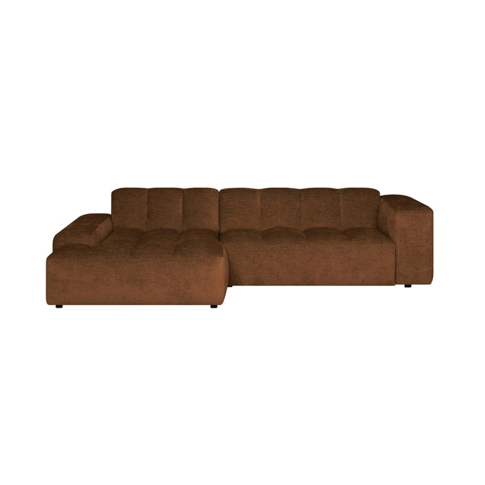 by fonQ Plume 3-zits Hoekbank met Chaise Longue Links - Chenille - Terra
