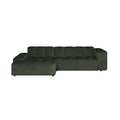by fonQ Plume 3-zits Hoekbank met Chaise Longue Links - Chenille - Donkergroen