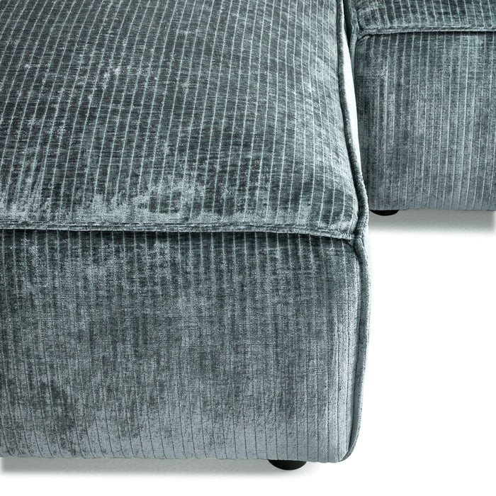 by fonQ Chunky Hoekbank met Chaise Longue Links - Rib - Teal