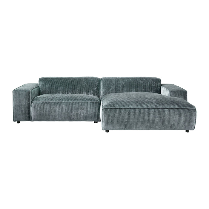by fonQ Chunky Hoekbank met Chaise Longue Rechts - Rib - Teal