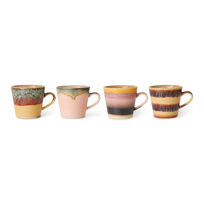 HKliving 70's Ceramics Cappuccinomok 0,33 L - Set van 4 - Vista