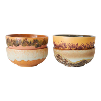 HKliving 70's Ceramics Kommetjes Ø 8,3 cm - Set van 4 - Marine