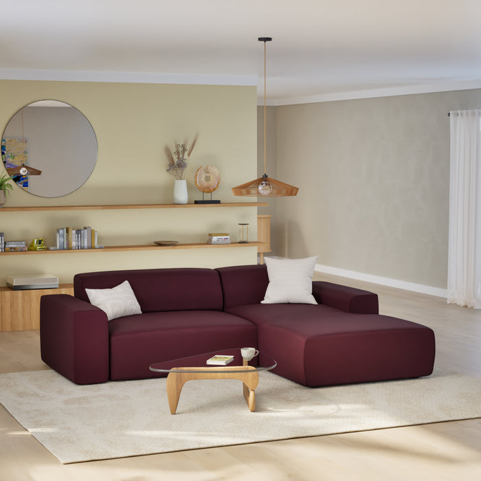 NADUVI Collection Nina Hoekbank Rechts - Velvet - Bordeauxrood