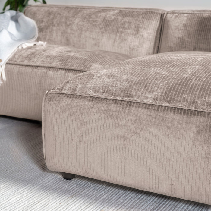 by fonQ Chunky Hoekbank met Chaise Longue Rechts - Beige - Rib