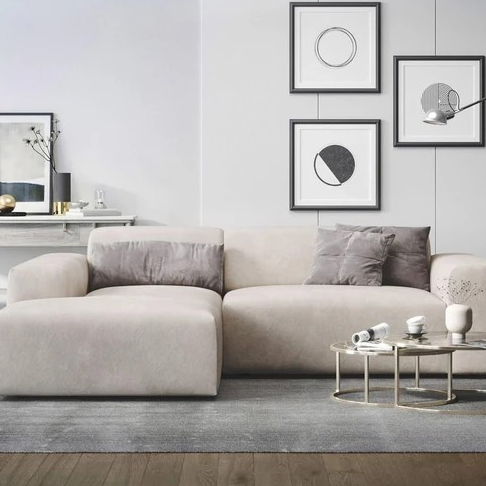 NADUVI Collection Nina Hoekbank Links - Velvet - Beige