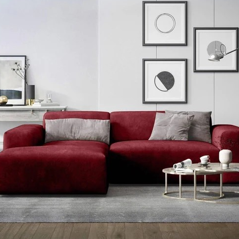 NADUVI Collection Nina Hoekbank Links - Velvet - Bordeauxrood