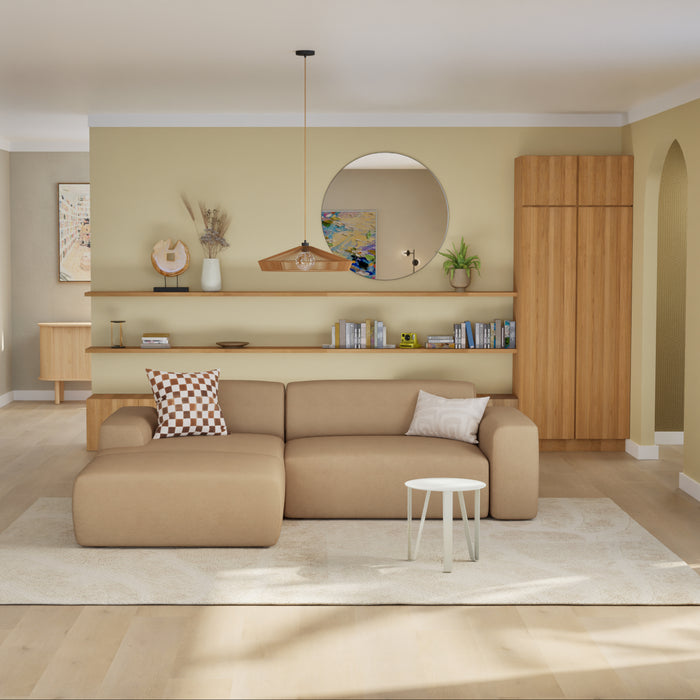 NADUVI Collection Nina Hoekbank Links - Velvet - Camel bruin