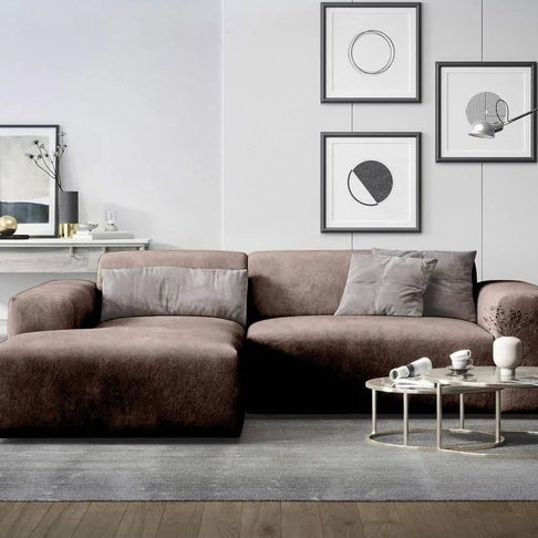 NADUVI Collection Nina Hoekbank Links - Velvet - Donkerbruin