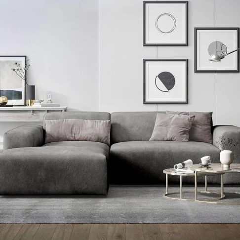 NADUVI Collection Nina Hoekbank Links - Velvet - Donkergrijs