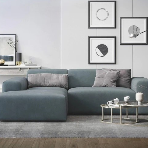 NADUVI Collection Nina Hoekbank Links - Velvet - Petrolblauw