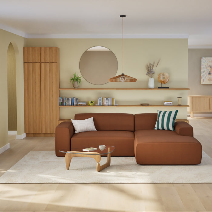 NADUVI Collection Nina Hoekbank Rechts - Velvet - Karamel bruin
