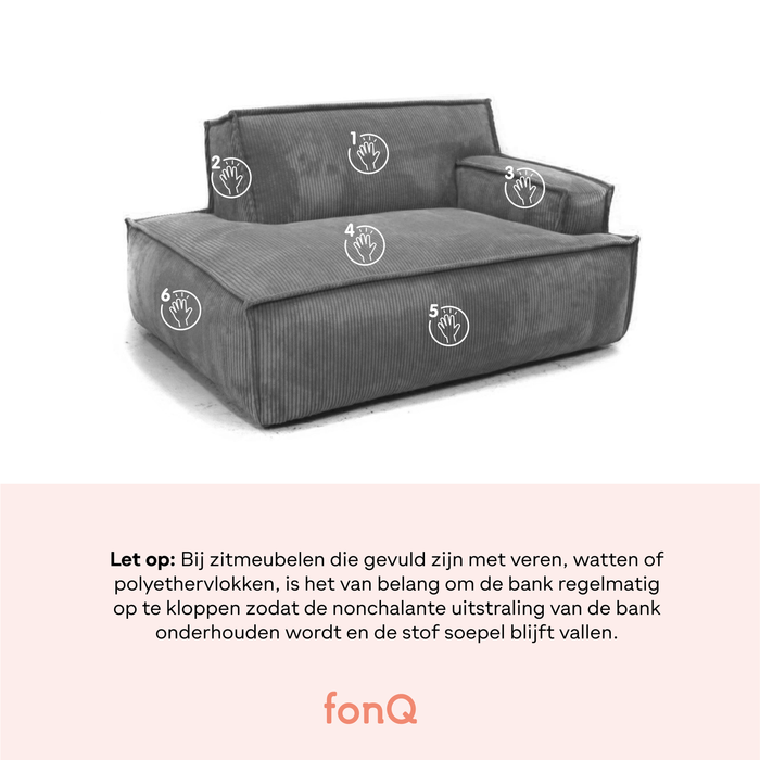 by fonQ Chunky Hoekbank met Chaise Longue Rechts - Grijs