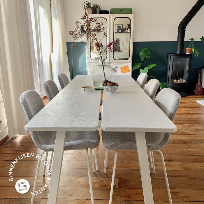 Nolon Nora-Fé Eetkamerstoelen Set van 2 - Velvet Grijs - Witte Poten