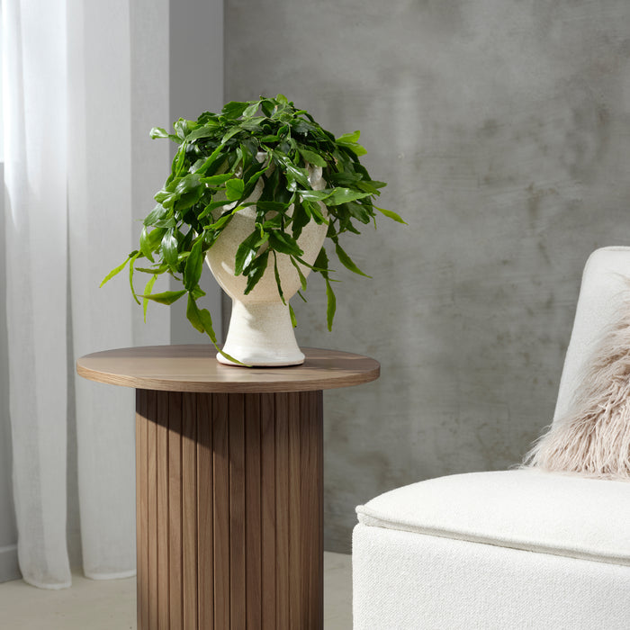 by fonQ Alon Bijzettafel Pilaar Ø 50 cm - Smoked Eiken