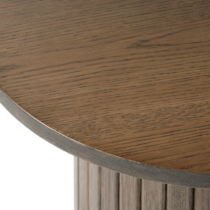 by fonQ Alon Bijzettafel Pilaar Ø 50 cm - Smoked Eiken