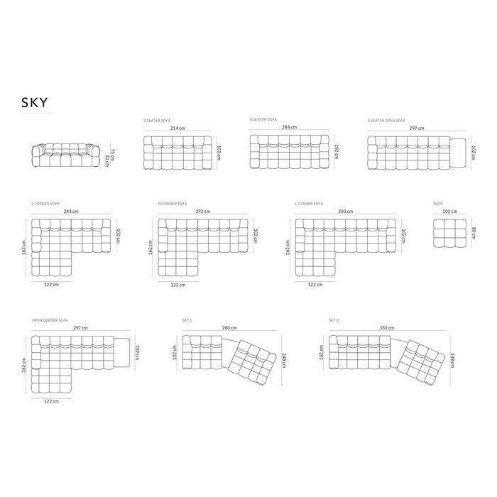 Cosmopolitan Design 4-zitsbank Sky links velvet